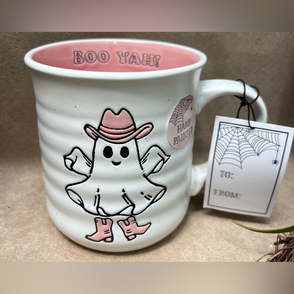 Cobwebs & Cauldrons Other - Cobwebs & Cauldrons Halloween Cowgirl BOO YAH! Ghost Ceramic Coffee Mug NEW